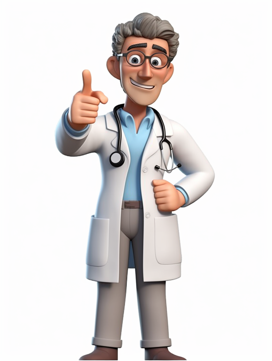 medical cartoon character pointing, doctor png clipart, in the style of ...