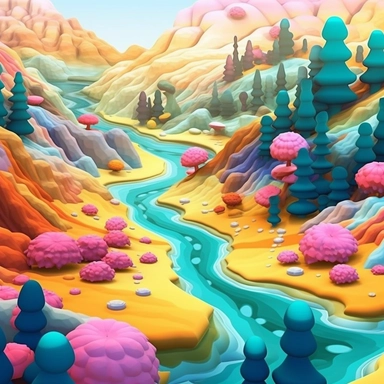 colour 3D yellowstone clipart, Cottagepunk, in the style of vibrant color palettes, cute and dreamy, heavy shading, colorful storytelling, modern style, colour flower background