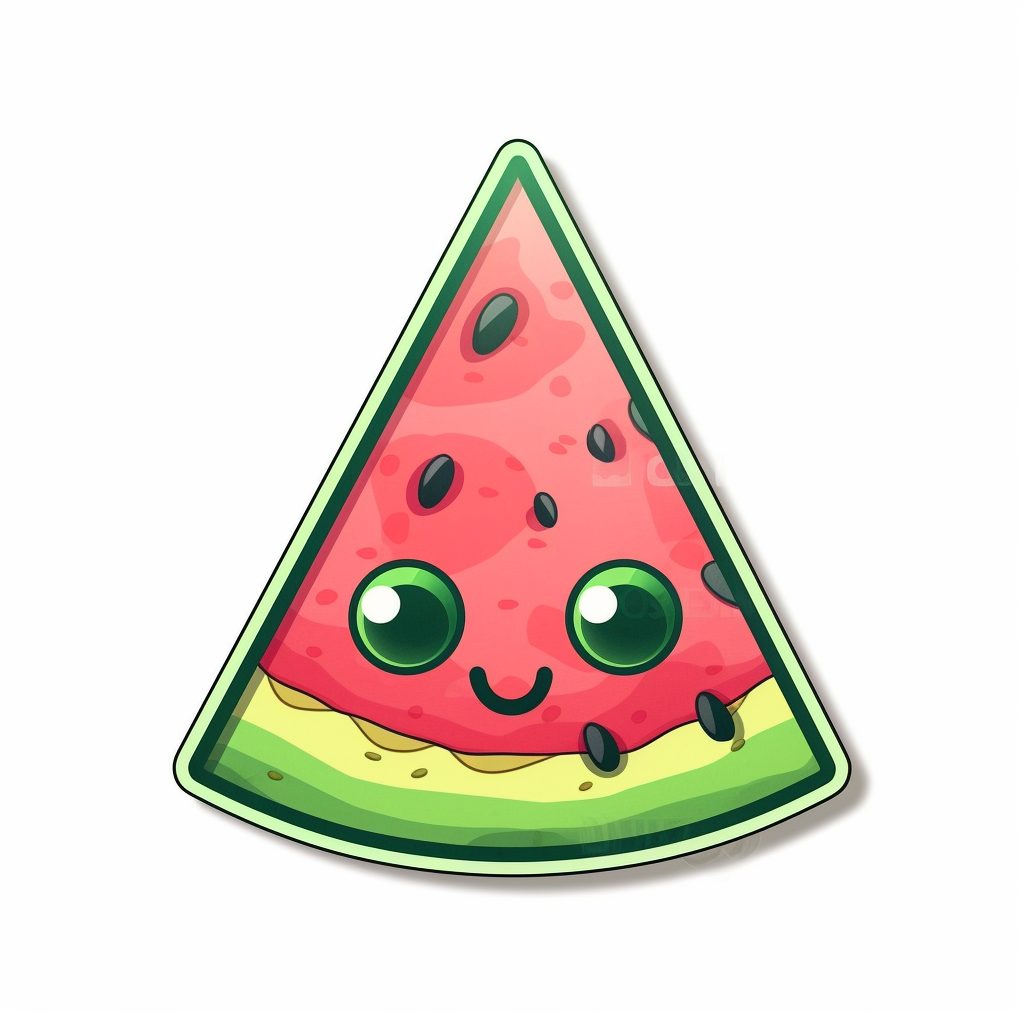 cute kawaii style watermelon slice triangle sticker clipart - Clip Art ...