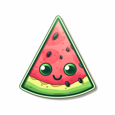 cute kawaii style watermelon slice triangle sticker clipart