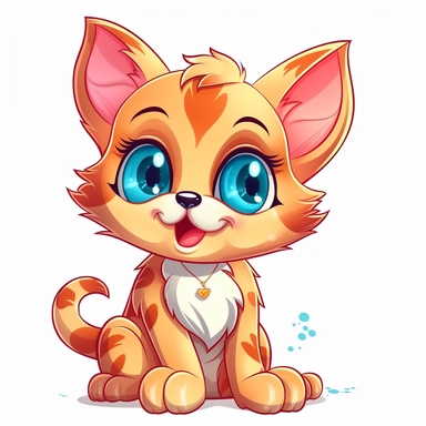 Clipart of a Cute Cartoon Cat
