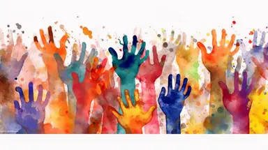Watercolor youth hands victory, world youth day,banner ,clipart, white background