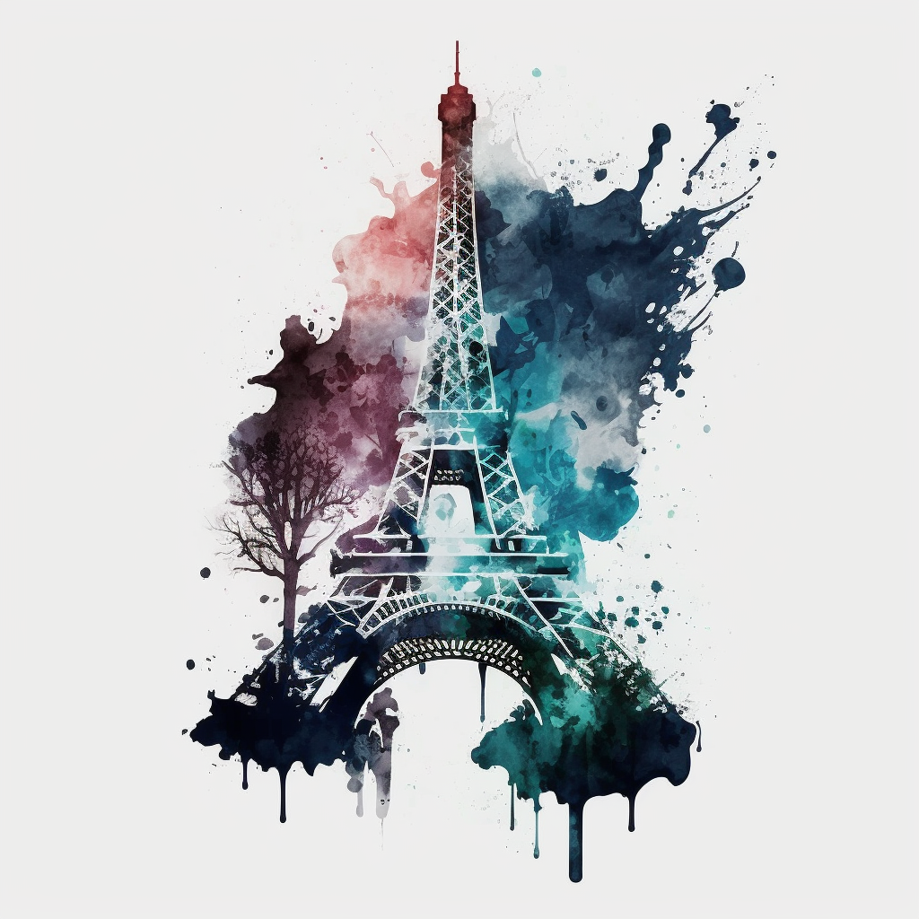 eiffel tower watercolour style clipart with white background - Clip Art ...