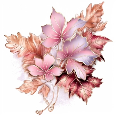Rosa Moyesli Clipart Card Making, leafs, ribbons, Mixed Media, Craft, pink gold, white background