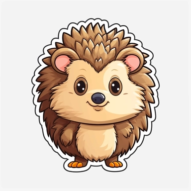 super cute cartoon clipart sticker hedgehog full body image smooth lines with realistic eyes