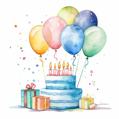 watercolor Birthday banner clipart white background