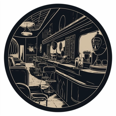 a design for a bar coaster using a single color in the style of clipart or cutout