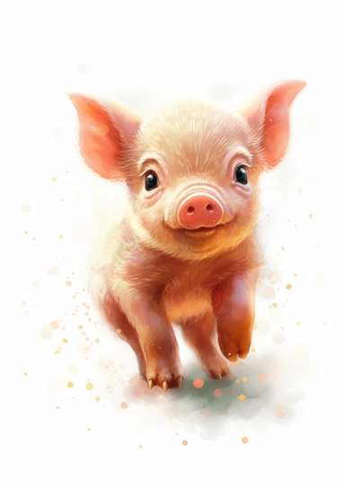 watercolor clipart, a cute baby pig, full body, Pastel, luminous, glowy, illustration, simple, pencil drawn, vivid colors, by amy sol and magali villeneuve and susan bourdet and ross tran, intricate, illustration, 8k, png, isolated on white background