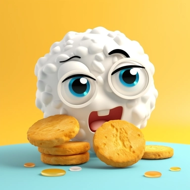 cute Nuggets character. Nuggets, cartoon, eye, illustration, funny, character, fast food, food, unhealthy, cute, face, fun, goofy, three-dimensional , Clipart, white isolated background, space out, hd, 8k, realistic