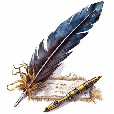 feather writing pen jewellery book digital clipart on white background