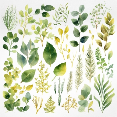 Greenery Foliage Clipart - Greenery Watercolor Clipart - Foliage Clipart - Wedding Clipart - Gold Foil - Greenery - Botanical Clipart