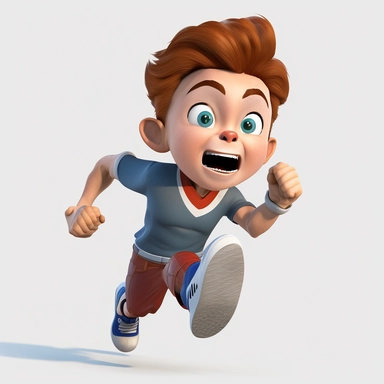 Adorable boy running, wearing athletic gear, full body, smiling, Sport graphics, action clipart, 8k, isolated on white background, 3d, rendered by pixar