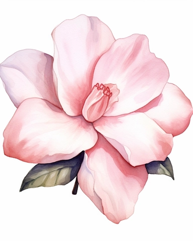 detailed watercolorart big pink gardenia head no leaves , isolated on white background, realistic, clipart