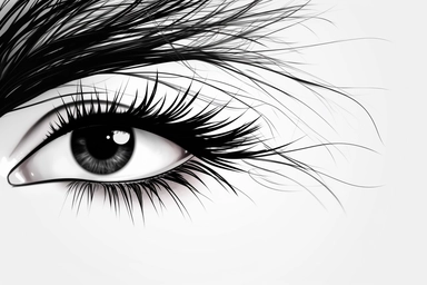 real eyelashes on a white background in silhouette style white background, fake eyelashes svg clipart, negative space + Sharp + realistic, photo realistic, cinematic, symmetrical, high detail,