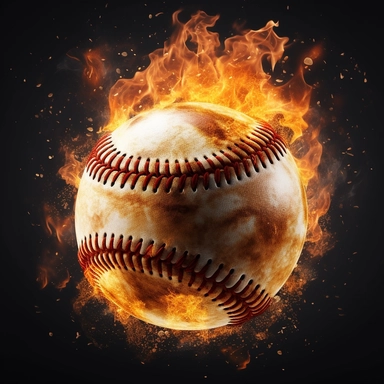 realistic cinematic baseball ball on fire clipart