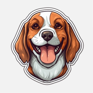 cute Beagle, happy and smiling, bold line, clipart, sticker, white background, no shadow, 8k detail