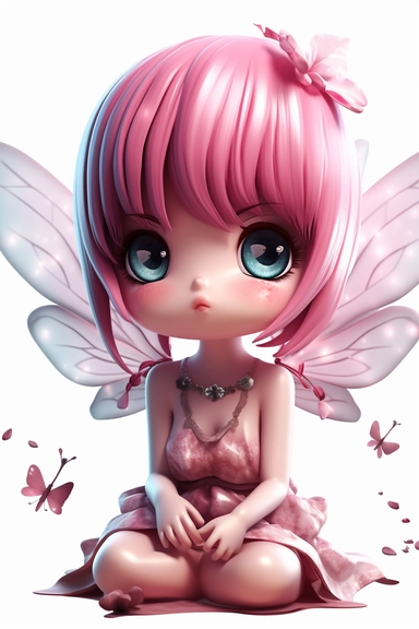 kawaii single emo fairy clipart, white background, constrained, digital-art, Natural light, CryEngine, Normal perspective, DSLR camera, Animated scene