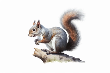 Gray squirrel, realistic, clipart, 16k, isolated on white background, spaced out ,