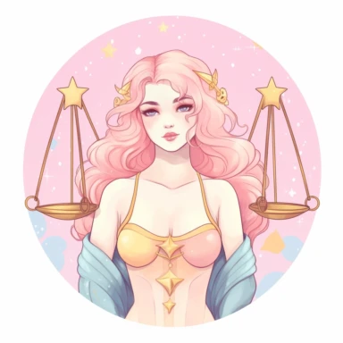 libra zodiac woman clipart, close up, pastel colors, vector, white background, no text