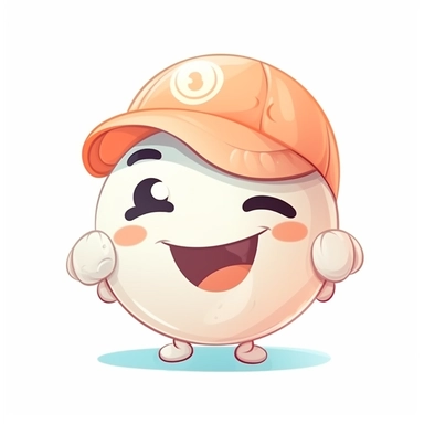 fantasy happy cute baseball player mamal face, cartoon, clipart, mascot, isolated on white background