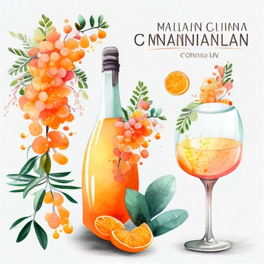 Watercolor Mimosa Clipart orange champane brunch