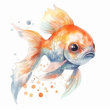 cute fantastical fish clipart, semi watercolor style, isolated on white background, clear background separation, clear sharp, no text, no watermark
