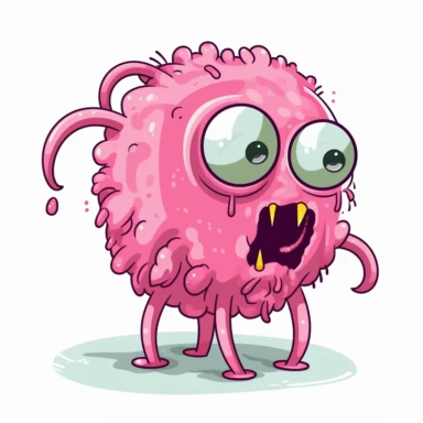 2d pink bubblegum worm zombie monster mutant on white background drawing in microsoft paint , no shadow, flat picture, clipart