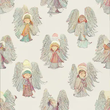 chistmas angels pattern, gradient background in watercolor clipart style