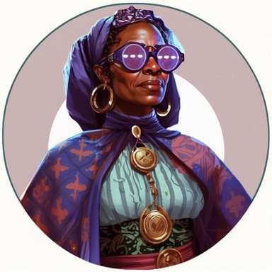regency female Arabian African noble guild merchant politician, Josh Kirby Mad Max Lord of the Rings, handpainted enamel punk zine indie retrowave, clipart illustration character portrait, circle white background