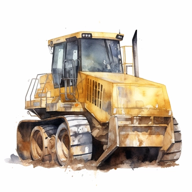 Construction Vehicle clipart on a white background, watercolor