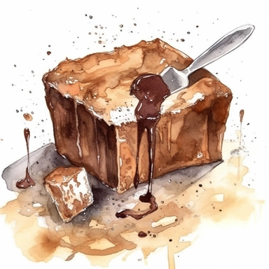 Fudge sharp illustration clipart, watercolor art, insane detail, white background