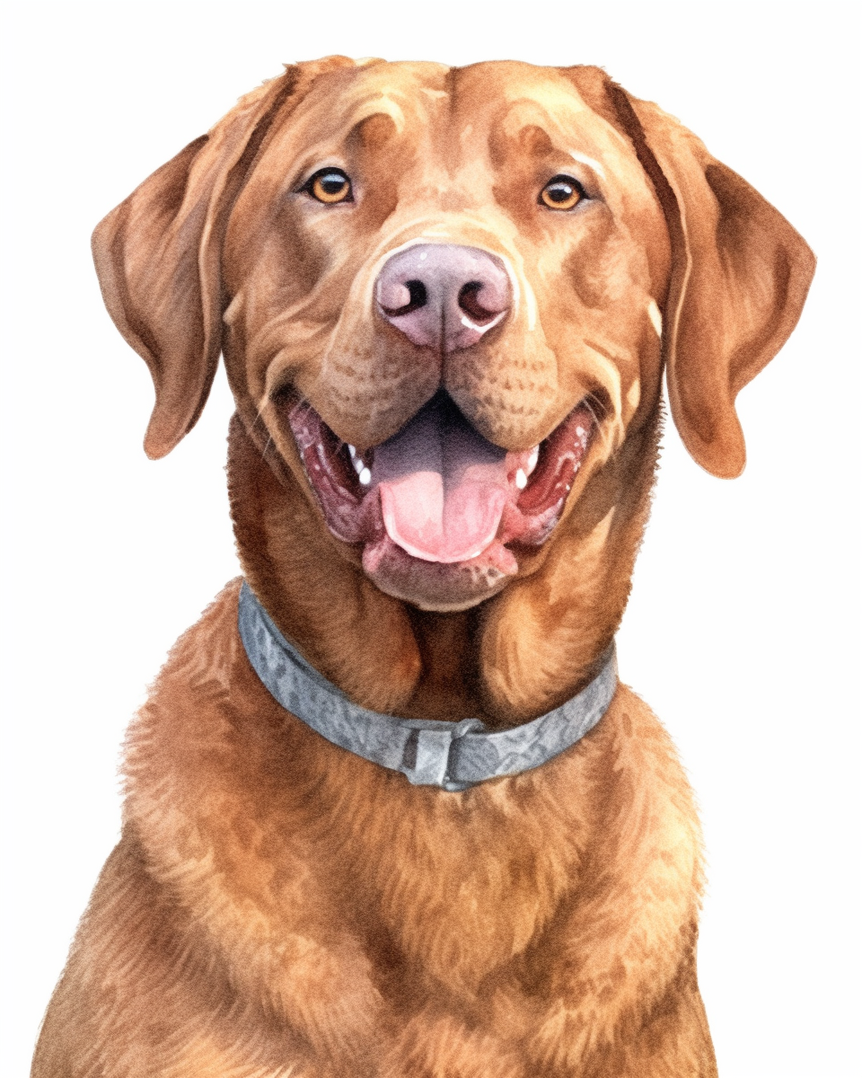 detailed watercolor Chesapeake Bay Retriever smiling realistic clipart ...