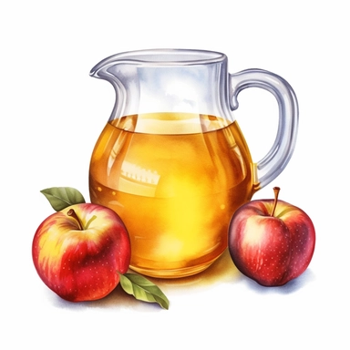 realistic apple juice in a jug, clipart, white background, no text, no caption