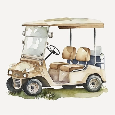 golf cart clipart watercolor