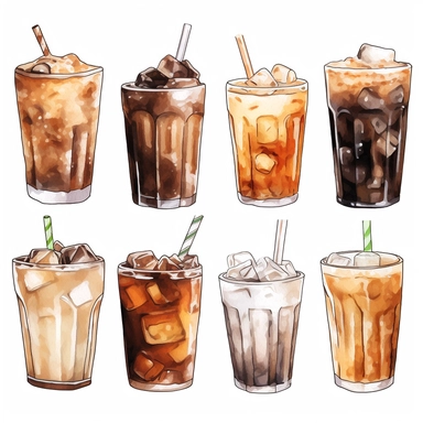 watercolor clipart collection coke drinking cup neutral colors no background