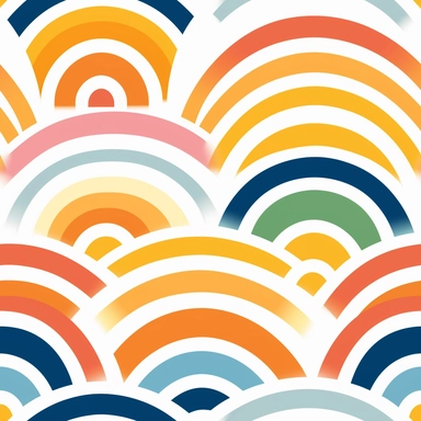 1970s retro vintage simple rainbow clipart pattern, vector, white background