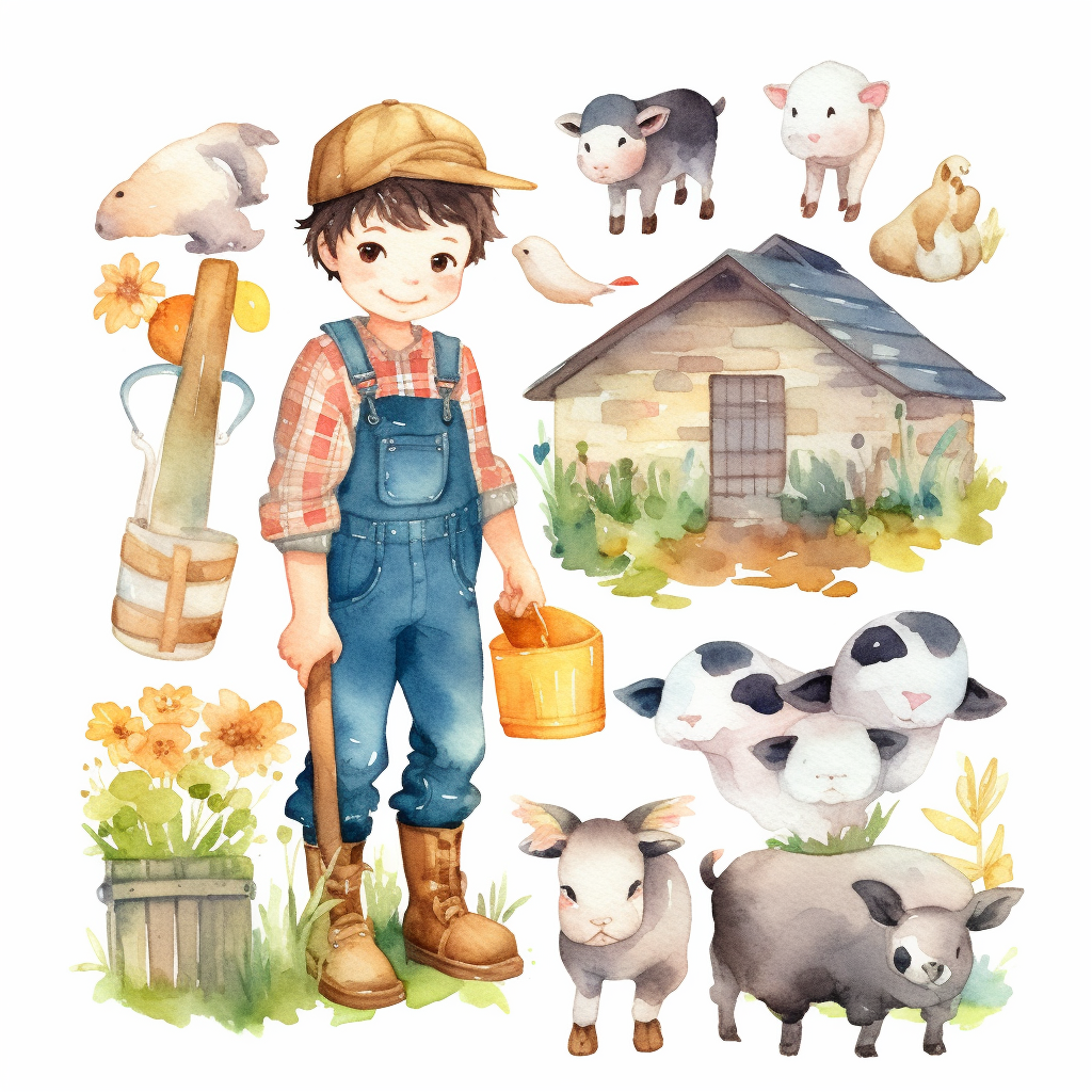 boy farming cliparts