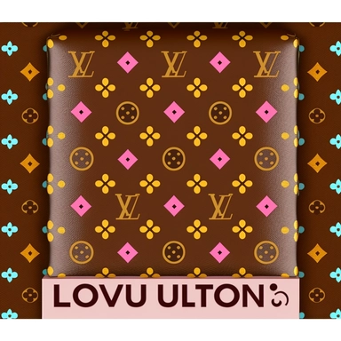 Louis Vuitton leather monogram but with kawaii candy bar repeating pattern design, chocolate bar, Pastel kawaii candy bar clipart package, pastel candy clipart package, candy clipart image pastel kawaii candy bar clipart package, Various colors clipart package, with face, red and pink hearts on background, big kawaii eyes, smile, bright colors