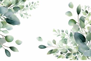 Eucalyptus leaves border. Watercolor illustration isolated on white. Greenery clipart for wedding invitation, greeting cards, save the date, stationery design. Hand drawn green herbs