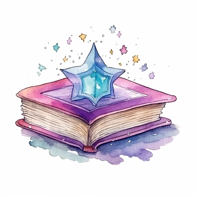 cartoon Spell book , watercolor illustration, cartoon clipart, white background for removing background