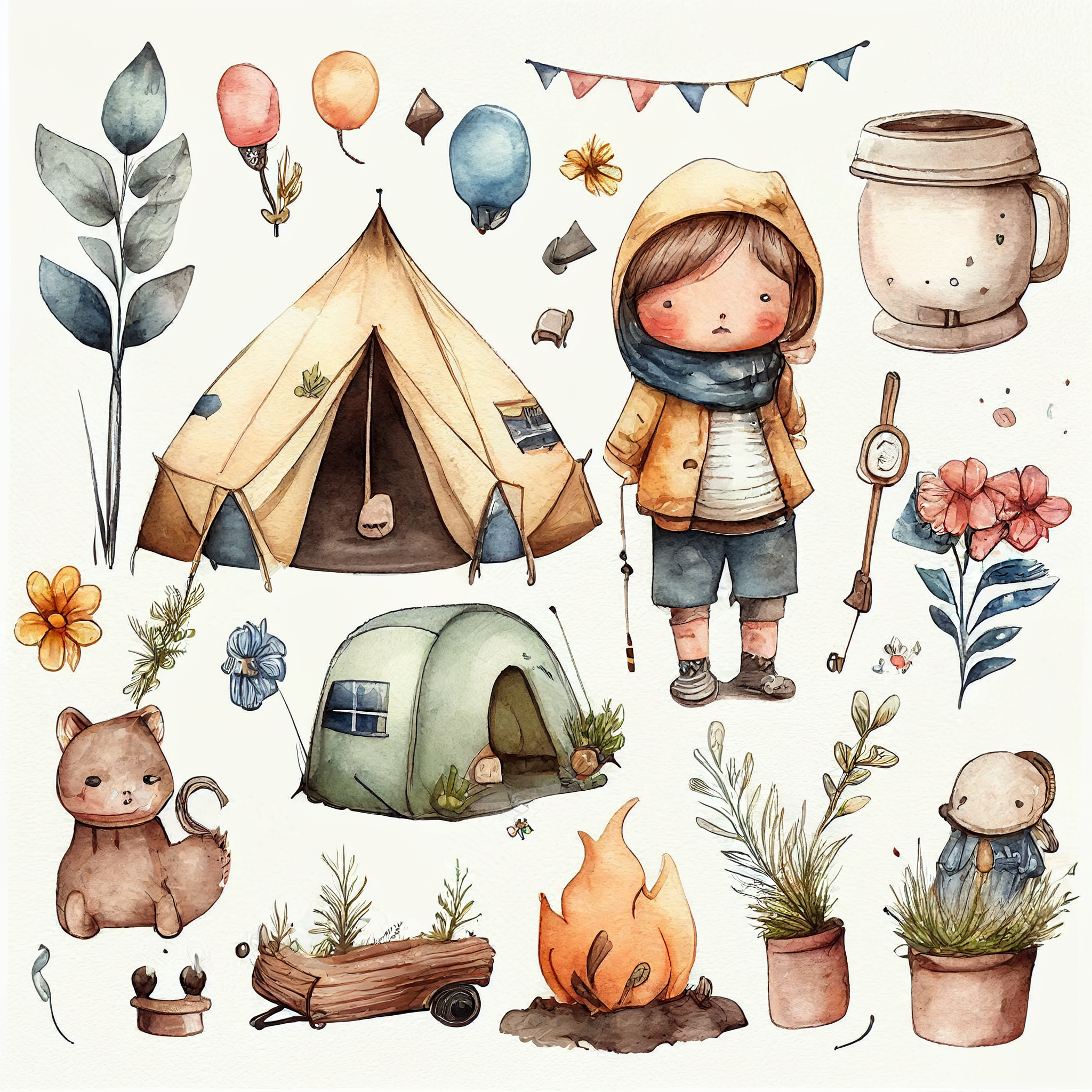 boys camping cliparts
