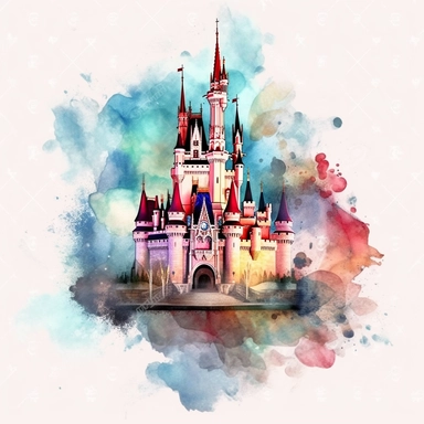 Watercolor Mickey Fantasy Png Clipart, Printable Fairytale Disney Mickey Art Print Svg, Magical Storybook Scrapbook Ephemera, isolated, cyberpunk style, isolated, 4k