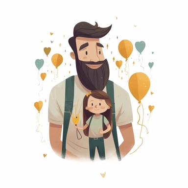 Happy father's day, Illutration, white background, PNG clipart, lovely style