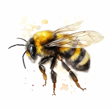 a realistic looking watercolor fat bumblebee sideview clipart