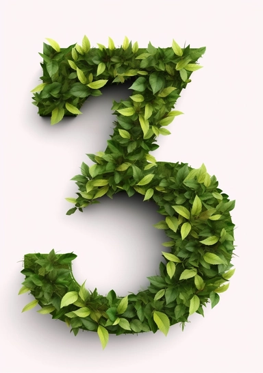 leaf forming a shape of numbers from 1 to 16 clipart, diseny 3d style