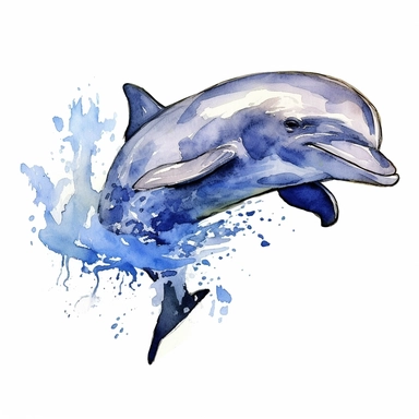 a Dolphin Swimming in the style of watercolour clipart with detailed brush strokes
