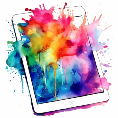 watercolor clipart of one single iPad