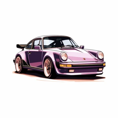 Porsche 911 Turbo oldtimer purple clipart white background