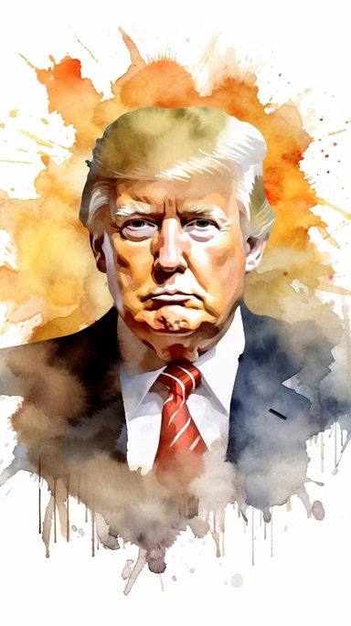 watercolour Donald Trump clipart, hd, isolated on white background, png, vector