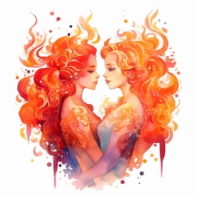 watercolor fire Princesses, flame around, detailed, hd, clipart